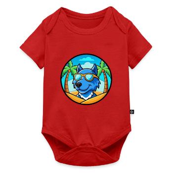 Blaue Spitzenhunderasse Cartoon Sonnenbrille Strand - Baby Premium Kurzarmbody - Rot - Vorne