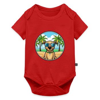 Black Mouth Cur Dog Breed Cartoon Sunglasses Beach - Baby Premium short-sleeve bodysuit - red - Front