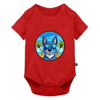 Blue Heeler Hunderasse Cartoon Sonnenbrille Strand - Baby Premium Kurzarmbody - Rot - Vorne