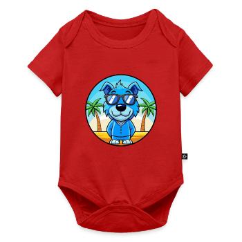 Blauer Paul Terrier Hund Rasse Cartoon Sonnenbrille Strand - Baby Premium Kurzarmbody - Rot - Vorne