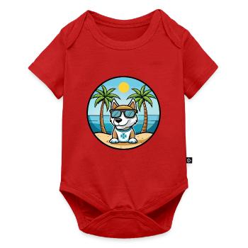 Argentino Chien Race Dessin Animé Lunettes De Soleil Plage - Body à manches courtes Premium Bébé - rouge - Devant