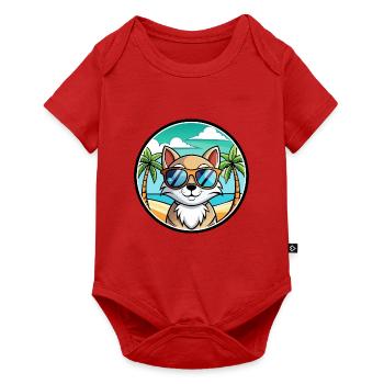 Schneeschuh Katze Rasse Cartoon Sonnenbrille Strand - Baby Premium Kurzarmbody - Rot - Vorne
