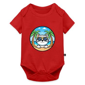 Schneeschuh Katze Rasse Cartoon Sonnenbrille Strand - Baby Premium Kurzarmbody - Rot - Vorne
