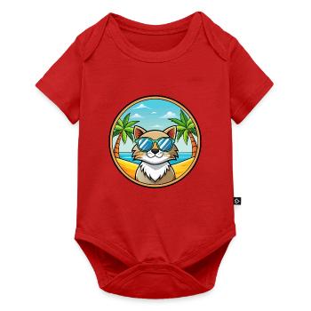 Siberian Cat Breed Cartoon Sunglasses Beach - Baby Premium short-sleeve bodysuit - red - Front