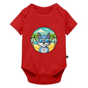 Russische blaue Katzenrasse Cartoon Sonnenbrille Strand - Baby Premium Kurzarmbody - Rot - Vorne
