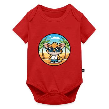 Pixie Bob Katzenrasse Cartoon Sonnenbrille Strand - Baby Premium Kurzarmbody - Rot - Vorne