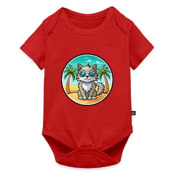 Laperm Cat Breed Cartoon Lunettes de soleil Beach - Body à manches courtes Premium Bébé - rouge - Devant