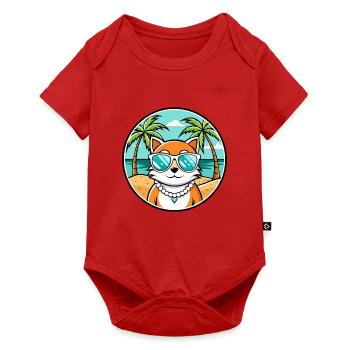 Hantilly Tiffany Cat Breed Cartoon Sunglass Beach - Baby Premium short-sleeve bodysuit - red - Front