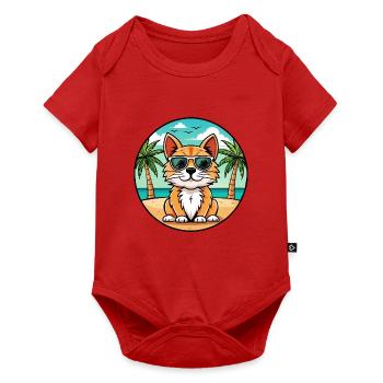 Lunettes de soleil de dessin animé de race de chat à poil long allemand plage - Body à manches courtes Premium Bébé - rouge - Devant