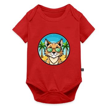Eurasischer Luchs Katzenrasse Cartoon Sonnenbrille Strand - Baby Premium Kurzarmbody - Rot - Vorne