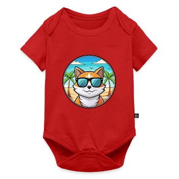 Verdünnte Kattunkatzenrasse Cartoon Sonnenbrille Strand - Baby Premium Kurzarmbody - Rot - Vorne