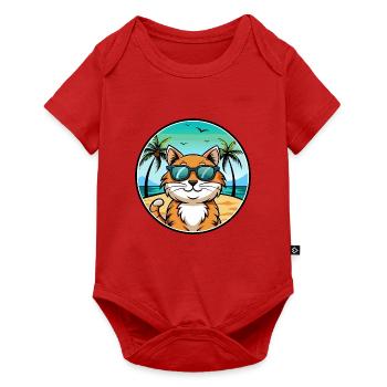 California Spangled Cat Breed Cartoon Sunglasses - Baby Premium short-sleeve bodysuit - red - Front