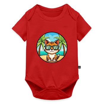 Somali Kurzhaar Katze Rasse Cartoon Sonnenbrille Strand - Baby Premium Kurzarmbody - Rot - Vorne