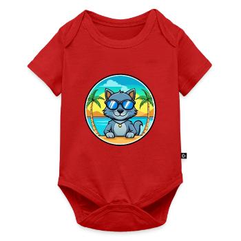 Russische blaue Katzenrasse Cartoon Sonnenbrille Strand - Baby Premium Kurzarmbody - Rot - Vorne
