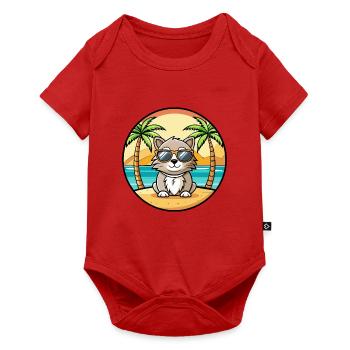 Laperm Cat Breed Cartoon Lunettes de soleil Beach - Body à manches courtes Premium Bébé - rouge - Devant