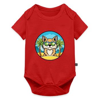 Lunettes de soleil de dessin animé de race de chat à poil long allemand plage - Body à manches courtes Premium Bébé - rouge - Devant