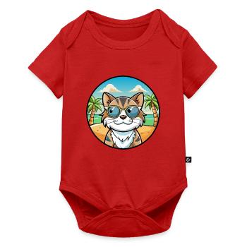 Verdünnte Kattunkatzenrasse Cartoon Sonnenbrille Strand - Baby Premium Kurzarmbody - Rot - Vorne