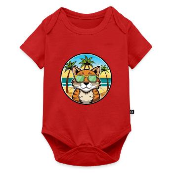 California Spangled Cat Breed Cartoon Sunglasses - Baby Premium short-sleeve bodysuit - red - Front