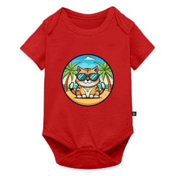 Amerikanische Polydactyl Katzenrasse Cartoon Sonnenbrille - Baby Premium Kurzarmbody - Rot - Vorne