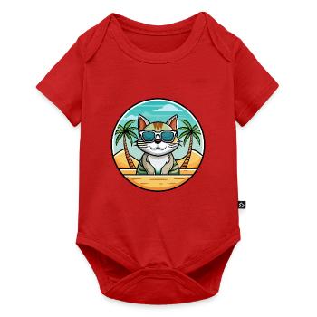 Amerikanische Drahthaarkatze Rasse Karikatur Sonnenbrille Strand - Baby Premium Kurzarmbody - Rot - Vorne