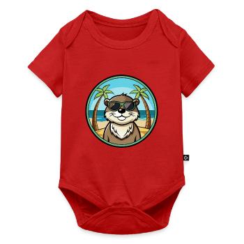 Otter Lustige Cartoon Sommer Strand Sonnenbrille Cool - Baby Premium Kurzarmbody - Rot - Vorne