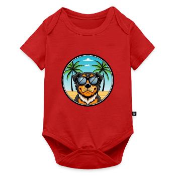 Lunettes de soleil Rottweiler Dog Cartoon Summer Beach - Body à manches courtes Premium Bébé - rouge - Devant