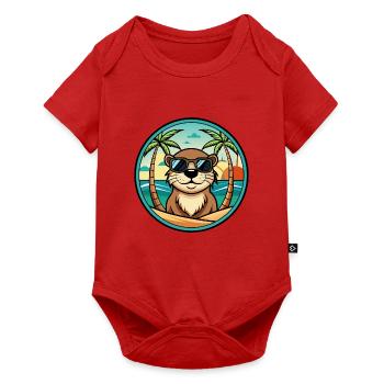 Otter Lustige Cartoon Sommer Strand Sonnenbrille Cool - Baby Premium Kurzarmbody - Rot - Vorne
