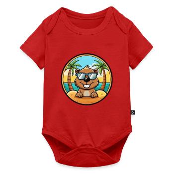 Biber Lustige Cartoon Sommer Strand Sonnenbrille Cool - Baby Premium Kurzarmbody - Rot - Vorne
