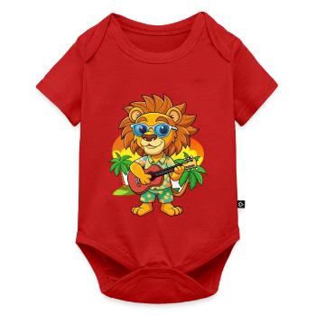Funny Lion Summer Beach Sunglasses Hawaiian - Baby Premium short-sleeve bodysuit - red - Front