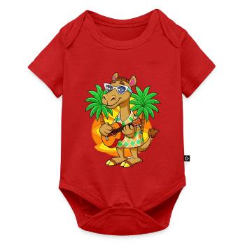 Drôle Camel Dessin animé Plage d’été Lunettes de soleil Guitare - Body à manches courtes Premium Bébé - rouge - Devant