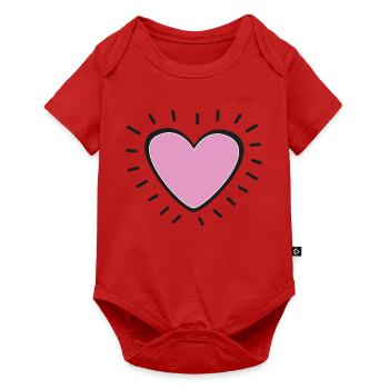 Pastel Pink Heart Radiant Charm - Baby Premium short-sleeve bodysuit - red - Front