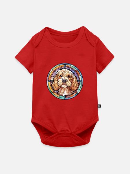 Cockapoo Hunderasse Buntes Glas Buntes Wassercol - Baby Premium Kurzarmbody - Rot