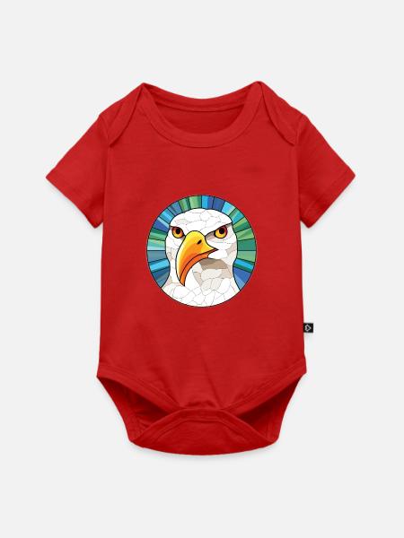 Möwe bunte Aquarell-Tier-Illustration - Baby Premium Kurzarmbody - Rot