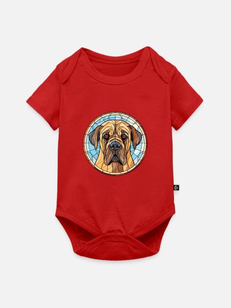 Englische Doggen-Hunderasse Aquarell-Illustration - Baby Premium Kurzarmbody - Rot