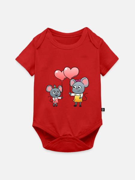 Mäuse - Baby Premium Kurzarmbody - Rot