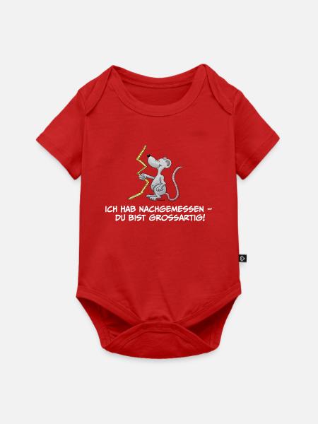 Maus mit Maßband – Du bist Großartig - Baby Premium Kurzarmbody - Rot