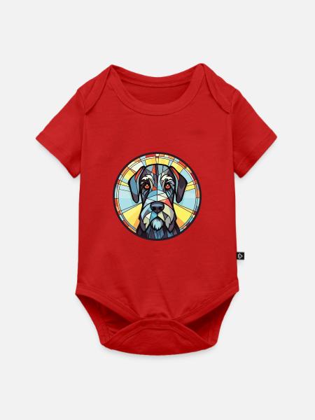 Riesenschnauzer Hunderasse Aquarell Illustration - Baby Premium Kurzarmbody - Rot