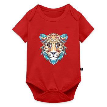 Gepard bunte Aquarell-Tier-Illustration - Baby Premium Kurzarmbody - Rot - Vorne