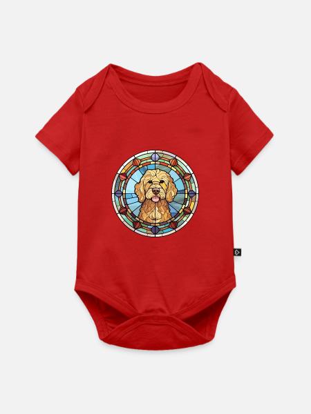 Goldendoodle Hunderasse Buntes Glas - Baby Premium Kurzarmbody - Rot
