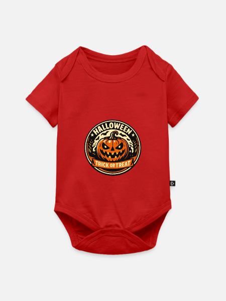 Halloween Kürbis Trick Retreat Badge - Baby Premium Kurzarmbody - Rot