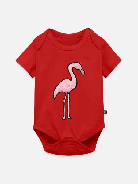 Aquarell Flamingo Pink Silhouette - Baby Premium Kurzarmbody - Rot