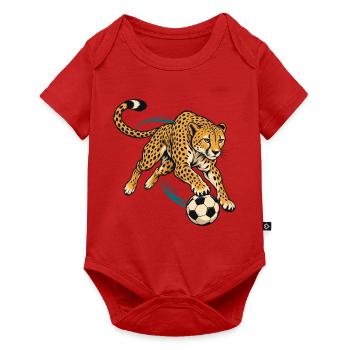 Gepard mit Fußball – Dynamisches Sportmotiv - Baby Premium Kurzarmbody - Rot - Vorne
