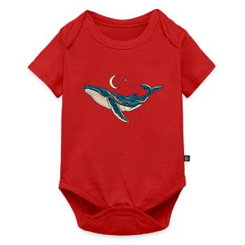 Buckelwal Mond und Sterne - Baby Premium Kurzarmbody - Rot - Vorne