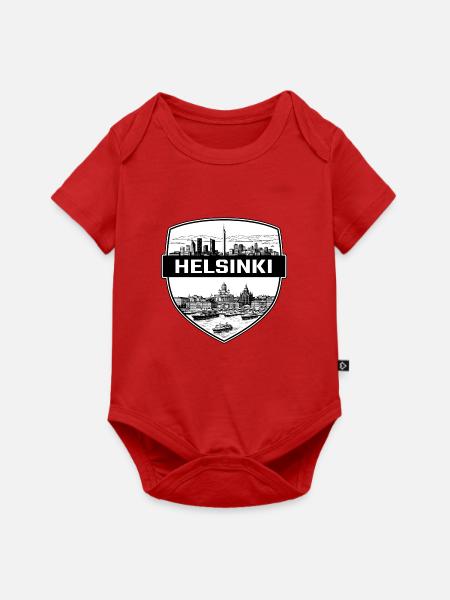 Helsinki Finnland Schildwappen Kathedrale Geschenk - Baby Premium Kurzarmbody - Rot