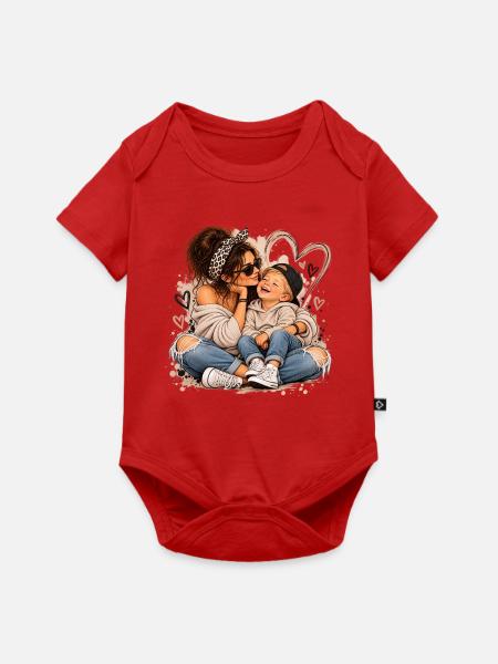 Herzige Mutter-Kind Liebesmomente - Baby Premium Kurzarmbody - Rot