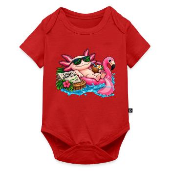 Axolotl im Pool – Stonks Börsen Humor - Baby Premium Kurzarmbody - Rot - Vorne