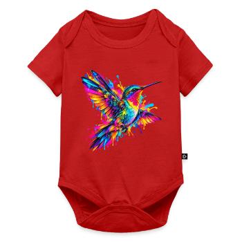 Kolibri – Buntes Neon Graffiti Vogelmotiv - Baby Premium Kurzarmbody - Rot - Vorne