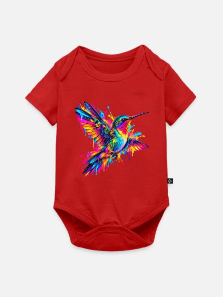 Kolibri – Buntes Neon Graffiti Vogelmotiv - Baby Premium Kurzarmbody - Rot