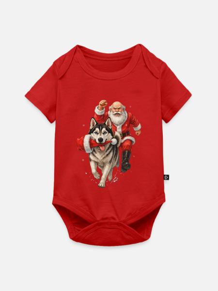 Husky klaut Weihnachtsmannmütze - Baby Premium Kurzarmbody - Rot