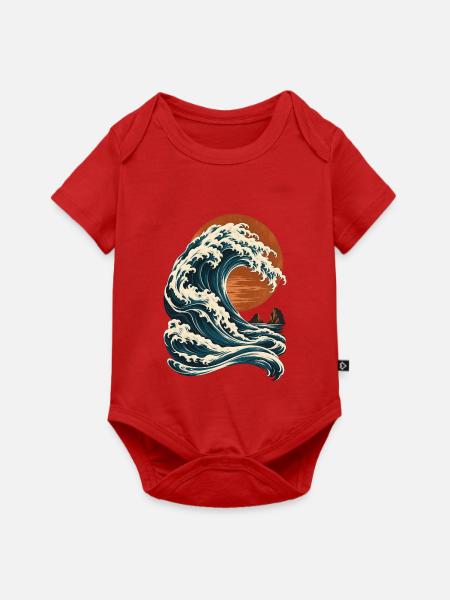 Meereswelle - Baby Premium Kurzarmbody - Rot